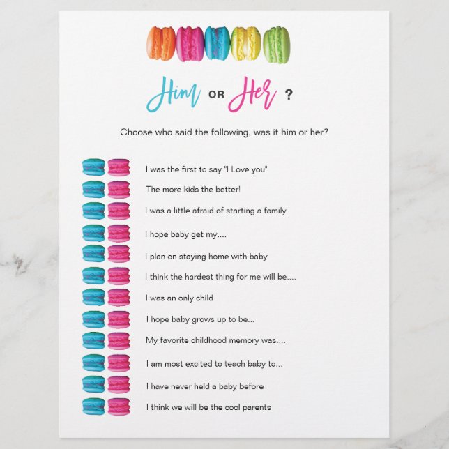 Macaron Tea Him eller hennes Möhippa Baby Shower-s (Framsida)