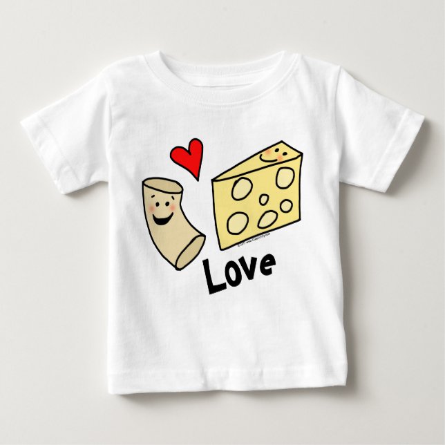 Macaroni Kärlek Cheese, Heart Girl/Boy Funny Cute T Shirt (Framsida)