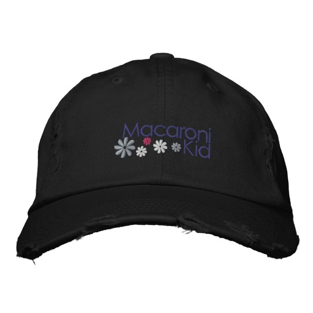 Macaroni Kid Distress Cap Broderad Keps (Framsida)