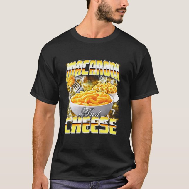 Macaroni och Cheese Meme Bootleg Rap Stil 90s Vin T Shirt (Framsida)
