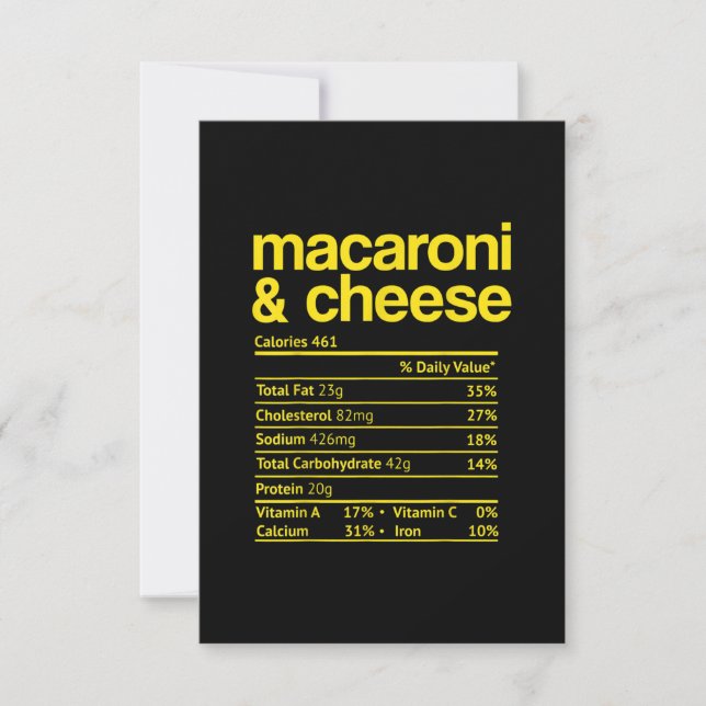 Macaroni och Cheese Nutrition Fact Thanksgiving Inbjudningar (Framsida)