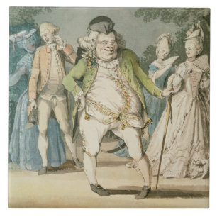 Macaronien, 1774 (w/c på papper) kakelplatta