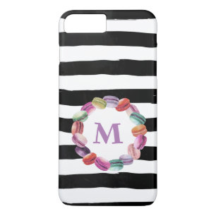 Macarons andningsmonogram Svartvit Rand