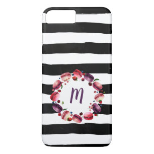 Macarons andningsmonogram Svartvit Rand