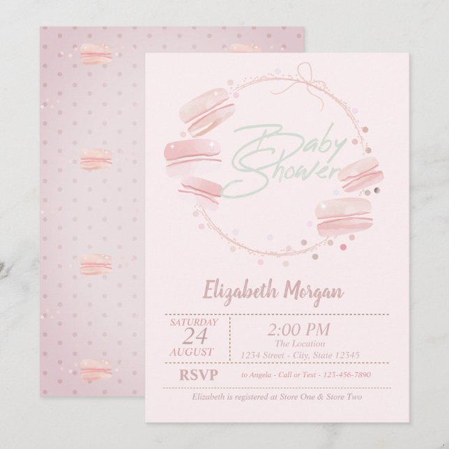 Macarons Baby Shower-inbjudan Inbjudningar (Fram/baksida)