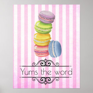 Macarons Fransk Dessert i Pastel Watercolor Poster