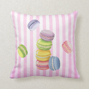 Macarons Fransk Pastry in Pastel Watercolor Kudde