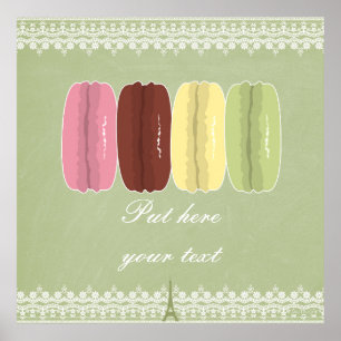 Macarons i Paris och snöre Poster