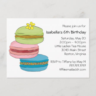 Macarons Macaroon Cookies Birthday Tea Party Inbjudningar