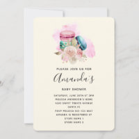 Macarons och blommor Vattenfärg Bebis Babykalas