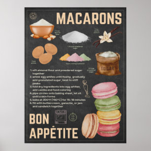 Macarons recept Chalkboard Kitchen Art Poster