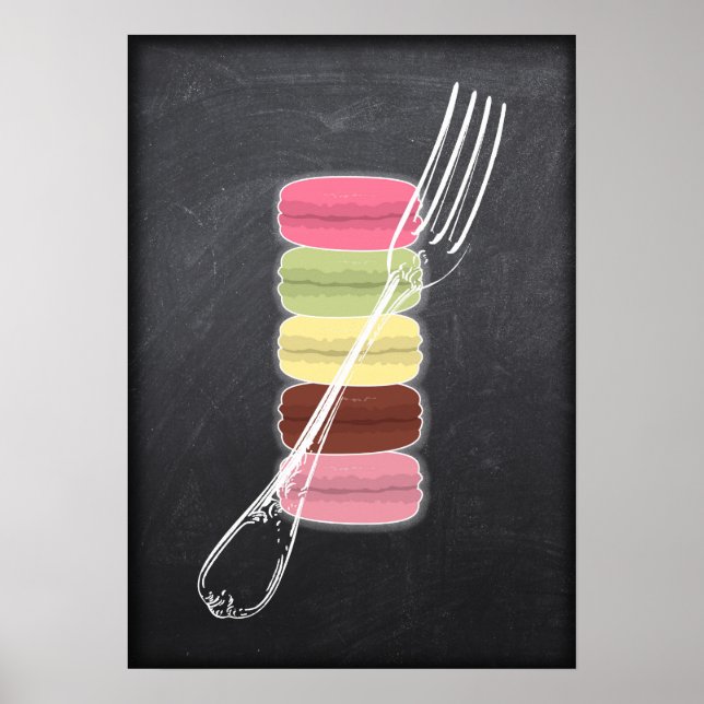 MACARONS & snyggt FORKS på kartong Poster (Framsidan)