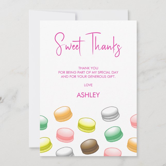 Macarons Sweet 16 Tack Kort (Framsida)