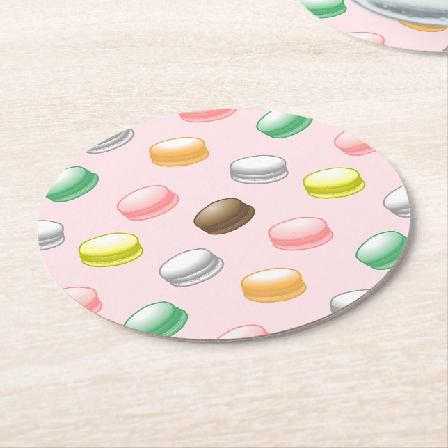 Macarons Sweet 16 Underlägg Papper Rund (Vinklad)