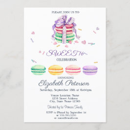 Macarons Zigzag Fransk Sweet 16 Inbjudningar