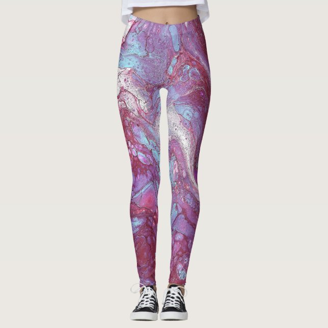 Macaroon 2 Blå & Lila  Leggings (Framsida)