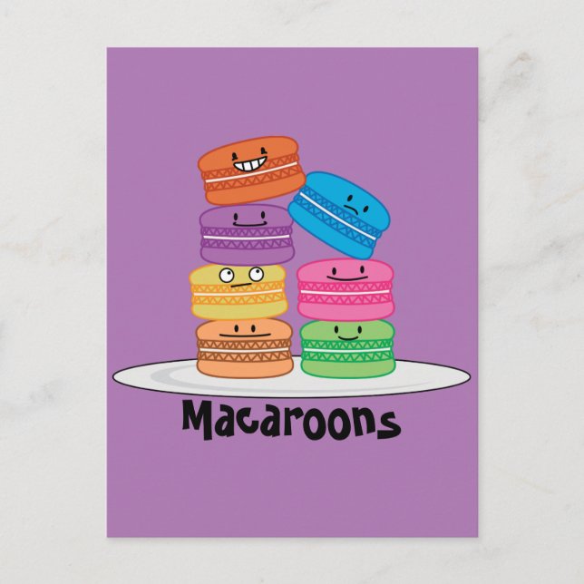 Macaroon Macaroons Cookie-Fransk, söt dessert Vykort (Framsida)