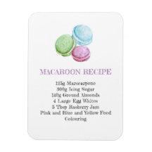 MACAROON RECIPIPE KITCHEN FLEXIBLE FRIDGE MAGNET