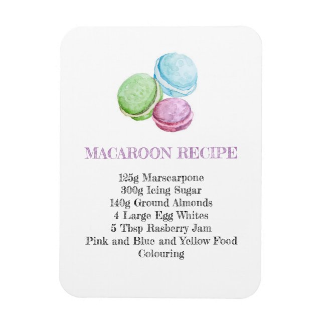 MACAROON RECIPIPE KITCHEN FLEXIBLE FRIDGE MAGNET (Vertikal)