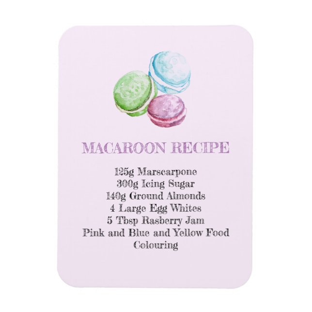 MACAROON RECIPIPE KITCHEN FLEXIBLE FRIDGE MAGNET (Vertikal)