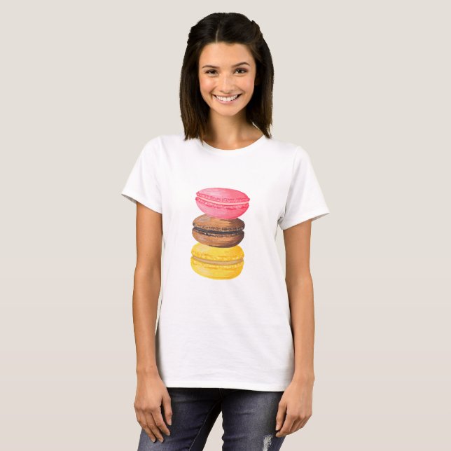 Macaroons för vattenfärg för Macaron Tee Shirt (Hel framsida)