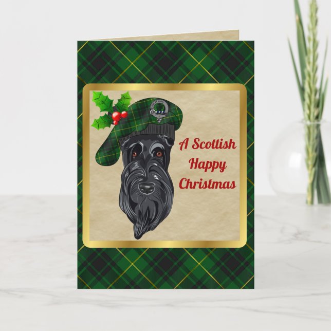 MacArthur Badge & Tartan Personlig jul Kort (Framsida)