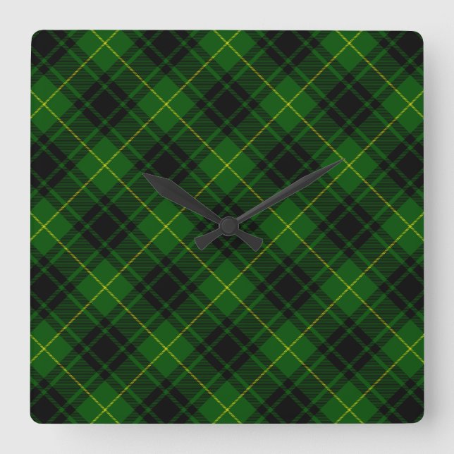 MacArthur tartan grönt plaid Fyrkantig Klocka (Framsida)
