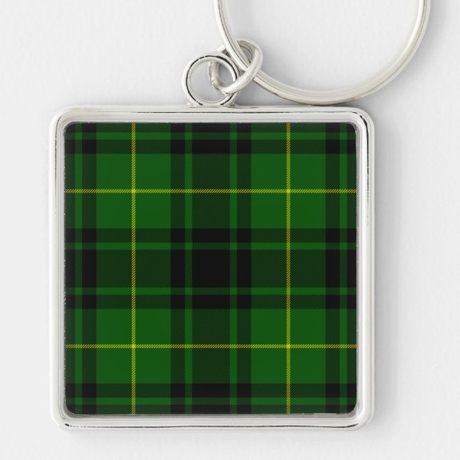 MacArthur tartan grönt plaid Fyrkantig Silverfärgad Nyckelring (Framsidan)