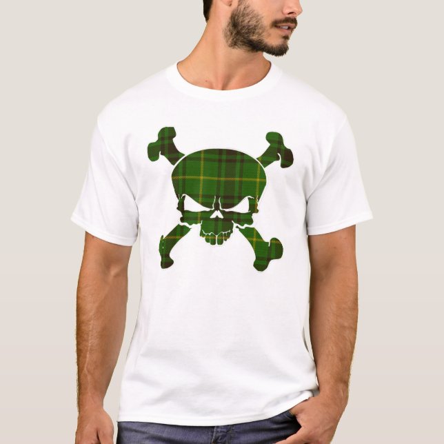 MacArthur Tartan Skull No Banner T Shirt (Framsida)