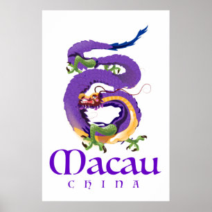 Macau China Dragon-reseaffisch. Poster