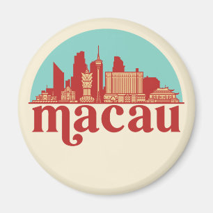 Macau China Retro City Skyline Cityscape Art Magnet