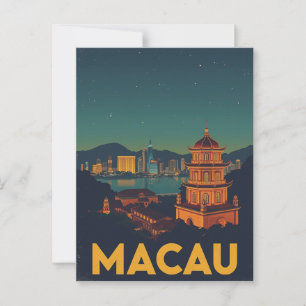 Macau Cityscape på natten Vykort