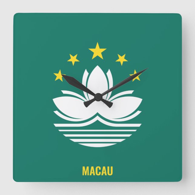 Macau Flagga Dazzling Patriotic Fyrkantig Klocka (Framsida)