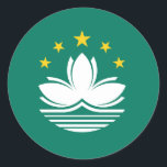 Macau Flagga Round Sticker Runt Klistermärke<br><div class="desc">Round Sticker med Flagga Macau,  även skriven Macao.</div>