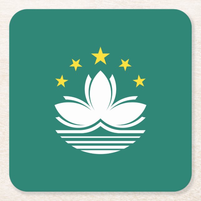 Macau Flagga Underlägg Papper Kvadrat (Framsidan)