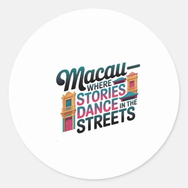 Macau  runt klistermärke (Framsida)