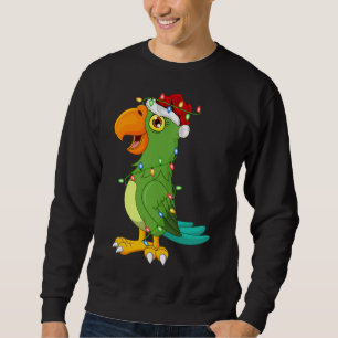 Macaw Bird Älskare Julafton Santa Hat Macaw jul Lång Ärmad Tröja