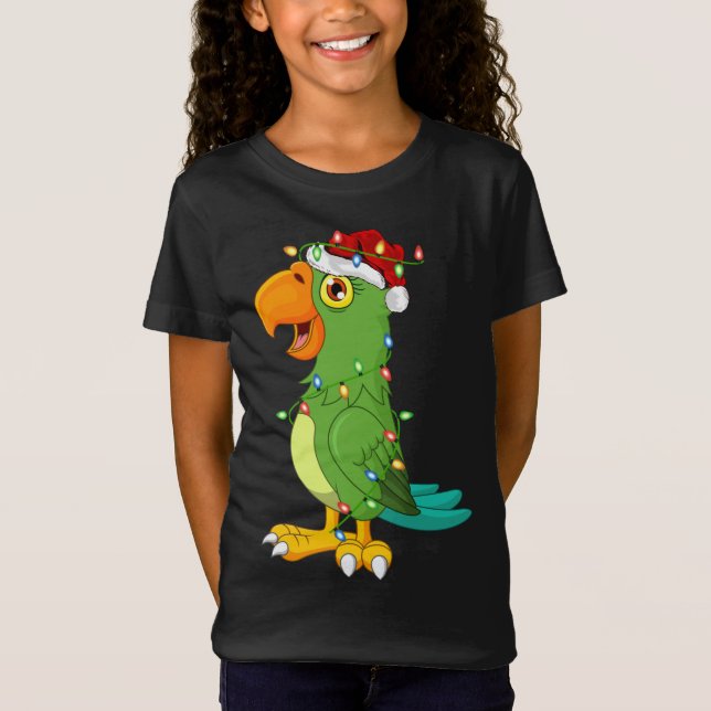 Macaw Bird Älskare Julafton Santa Hat Macaw jul T Shirt (Framsida)