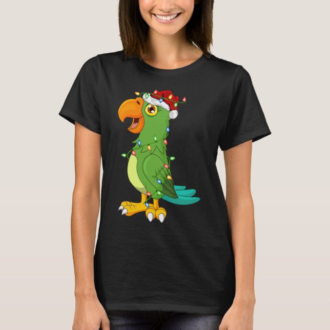 Macaw Bird Älskare Julafton Santa Hat Macaw jul T Shirt (Framsida)