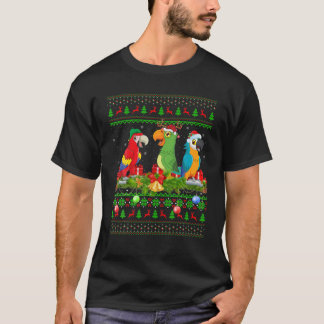 Macaw Birds Älskare Julafton Lighting Santa Ugly M T Shirt