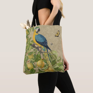 Macaw Blue Gult Tropical Jungle Antique Tygkasse