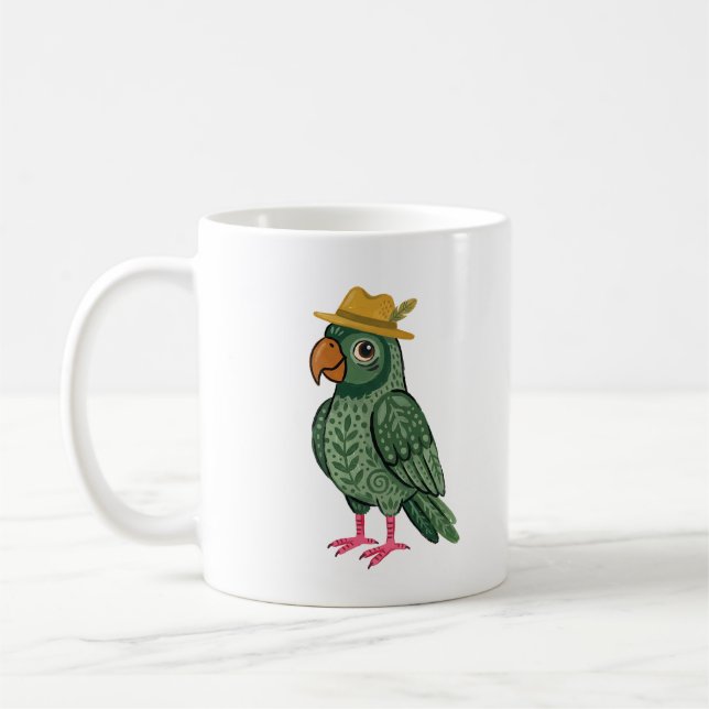 Macaw i fedorahatt skoggrön klassisk mugg (Vänster)