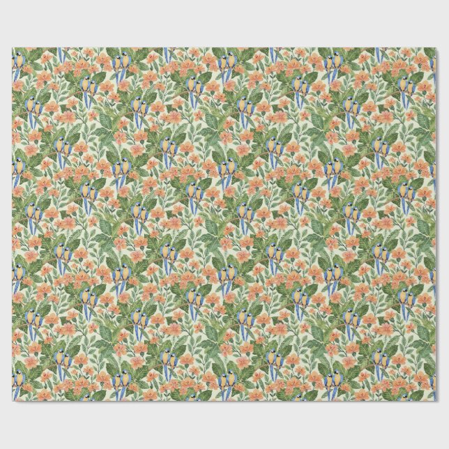 Macaw Jungle Tropical Watercolor Presentpapper (Platt)