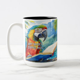 Macaw Läser Stora Bok Två-Tonad Mugg