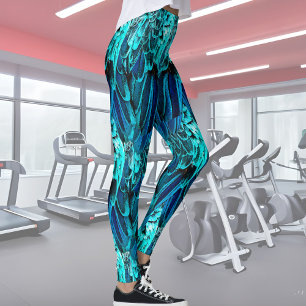 Macaw-ludddesign i blått, abstrakt leggings
