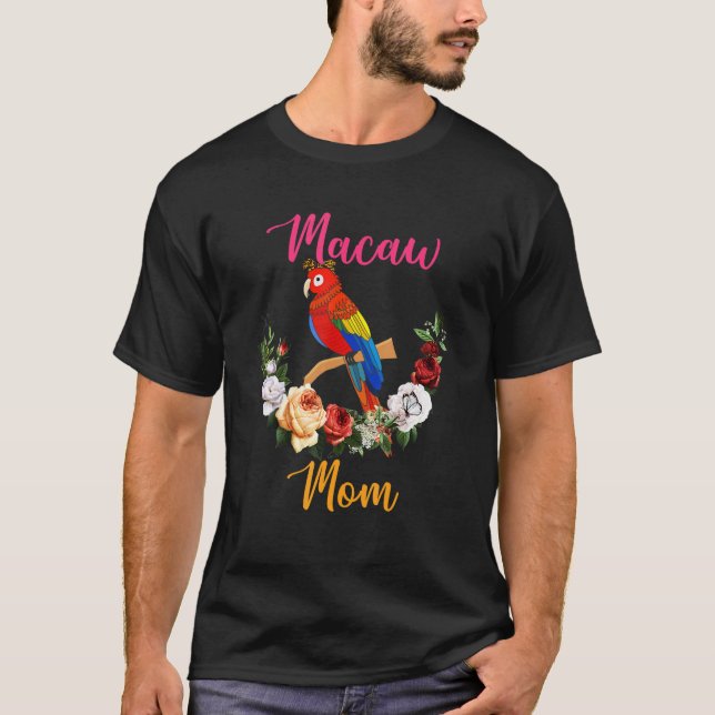 Macaw Mom Floral Macaw Bow Tie Lover Mother's Day T Shirt (Framsida)