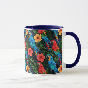 Macaw- och hibiskusmönster mugg