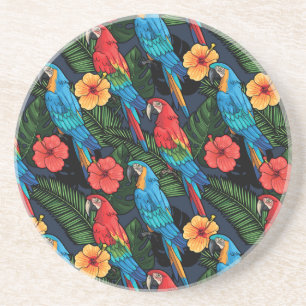 Macaw- och hibiskusmönster underlägg sandsten