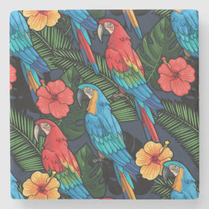 Macaw- och hibiskusmönster underlägg sten