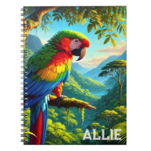 Macaw Papegoja Regnskogsspiral Fotoanteckningsbok Anteckningsbok
